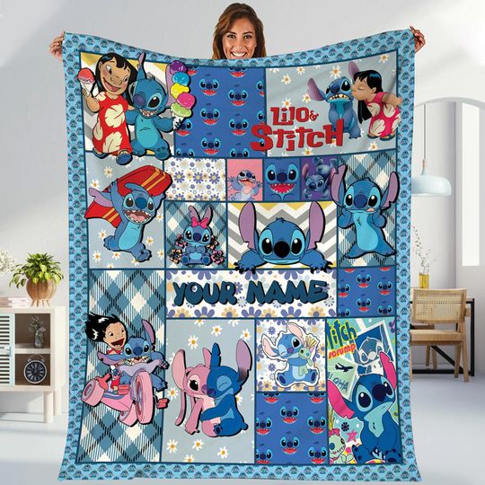 Personalized Lilo Stitch Blanket, Disneyland Stitch Blanket, Stitch Birthday Gifts, Disneyland Stitch Christmas Gifts, Birthday Boy Girl