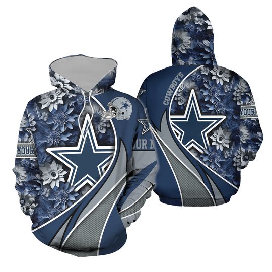 Personalized Cowboys Football Custom Name 3D Hoodies, Cowboys Christmas 3D Shirt, Dallas Football Fan