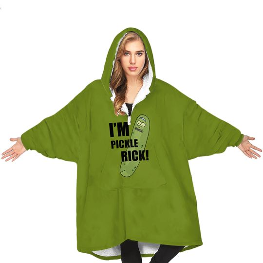 Rick and Rickandmorty Oversized Hoodie Blanket for Men, Rick and Rickandmorty Gifts (Green)