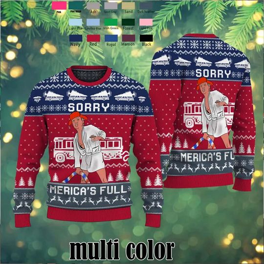 Funny Shitters Full Trump Christmas Sweater, Donald Trump Ugly Xmas Sweater, 2024 Funny Trump Holiday Sweater, Political Ugly Sweater