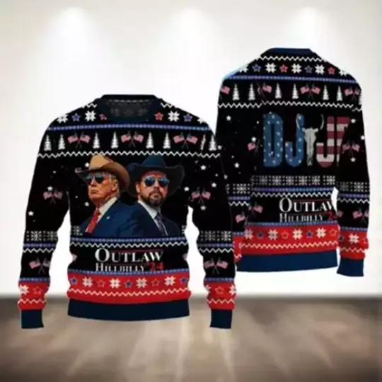 Trump Vance Won Outlaw and Hillbilly 2024 Ugly Christmas Sweater