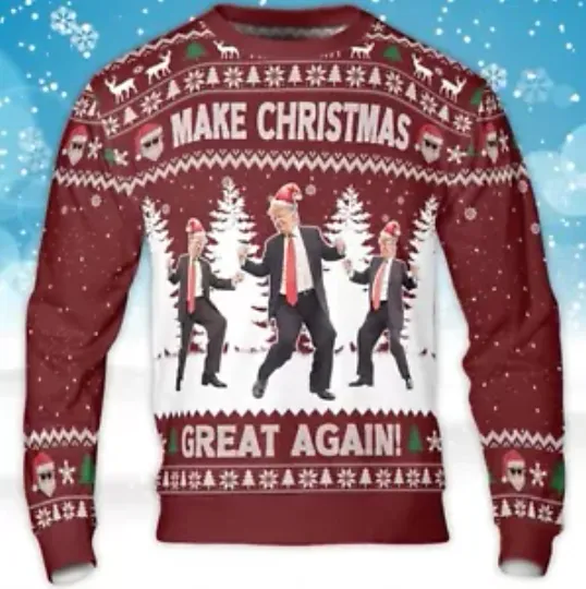 Make Christmas Great Again, Funny Trump Dancing Ugly Sweater, Trump 2024 Ugly