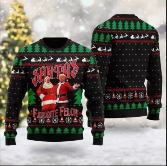 Santas Favorite Felon Trump Ugly Christmas Sweater, Christmas Party Xmas