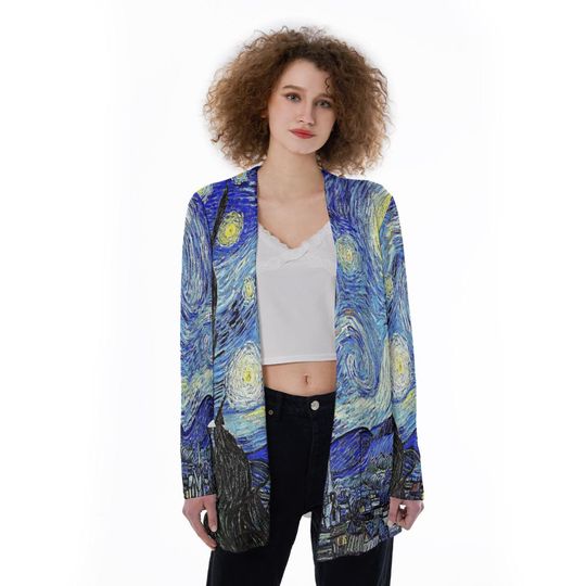 Master Art Masterpiece | Work of Art Puzzle | Vincent Van Gogh | Starry Night | All-Over Print Women's Patch Cardigan