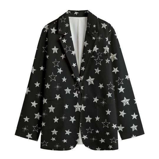 Women's Leisure Blazer silver stars Blazer stars jacket silver stars coat stars waistcoat silver stars casual blazer stars fashion