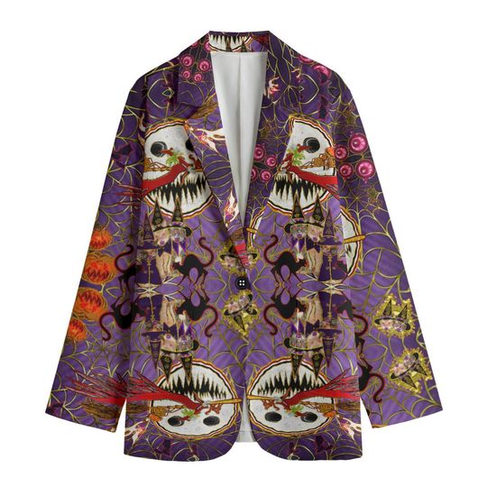 Women's Leisure Blazer Halloween, Halloween witch blazer Halloween Pumpkins blazer Halloween Ghosts blazer