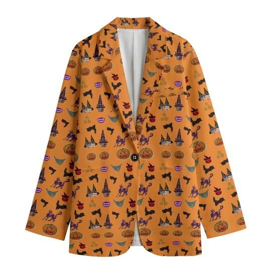 Women's Leisure Blazer, Halloween, Halloween Blazer, Halloween party, Halloween Ghosts, Halloween Witch, Pumpkins, gift
