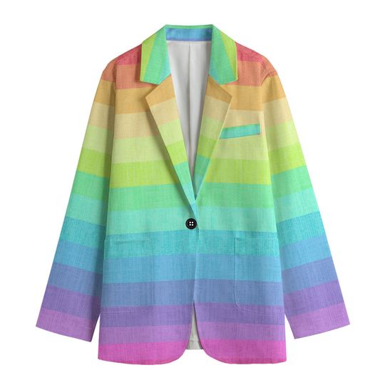 Women's Leisure Blazer, Rainbow Blazer, Rainbow jacket, pastel colors, pastel blazer, pastel jacket, rainbow stripes, pastel stripes