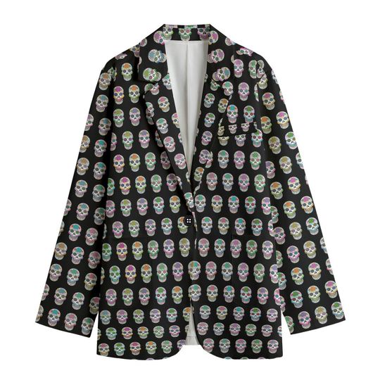 Women's Leisure Blazer, Day of the dead, Skulls Blazer, Halloween Blazer, Latinx Heritage Month, Hispanic Heritage month
