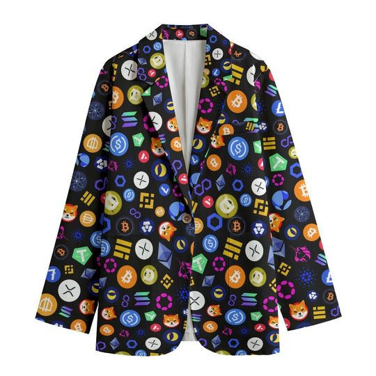 Women's Leisure Blazer, Money, Crypto, Cryptocurrencies, Crypto blazer, Crypto Gift, Cryptocurrency Lover, blockchain, gift