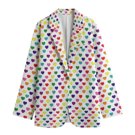 Love is love Women's Leisure Blazer, LGBTQ Blazer, original pride flag, rainbow flag, LGBTQIA, rainbow Blazer, pride Blazer, hearts