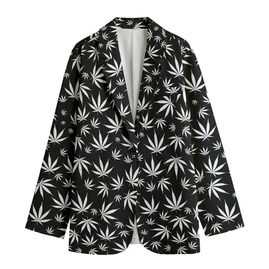 Women's Leisure Blazer, marijuana Blazer, cannabis Blazer, weed Blazer, leaves Blazer, marijuana, cannabis, weed, leaves, rasta, Jamaica
