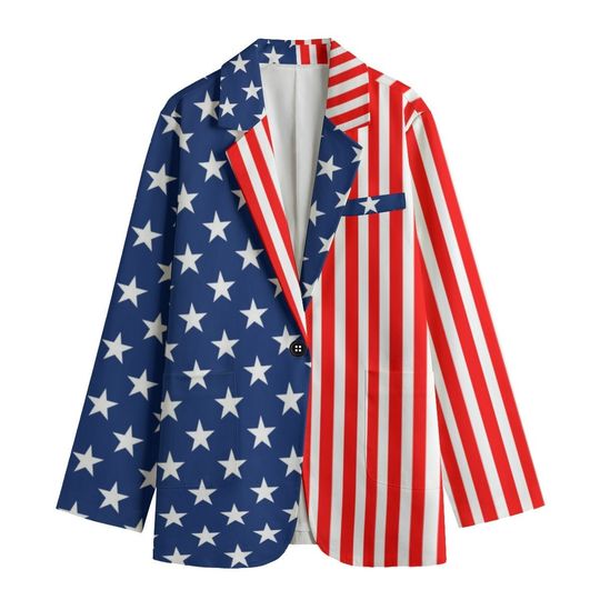Women's Leisure Blazer, Fourth of July Blazer, American flag Blazer, USA flag Blazer, US flag Blazer, American Blazer, stripes, stars