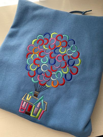 Disney Up Embroidered Sweatshirt | Disney Embroidered Crewneck Sweatshirt