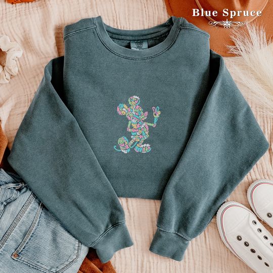 Embroidered Mickey Mouse Pose Sweatshirt, Disneyland Family Holiday Vacation Sweatshirt, Mickey and Friends, Magic Kingdom Sweatshirt
