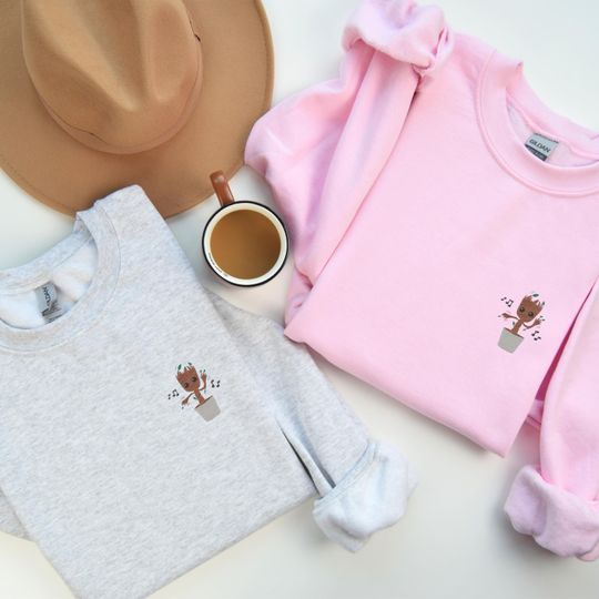 Embroidered Groot Disney Sweatshirt, Baby Groot Crewneck, Disney Lover Sweatshirt, Baby Groot Sweatshirt, Disney Family Sweater
