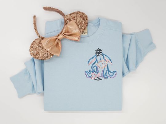 Eeyore Embroidered Crewneck Quarterzip, Winnie the Pooh Eeyore sweatshirt, Eeyore Sweatshirt, Disney Crewneck