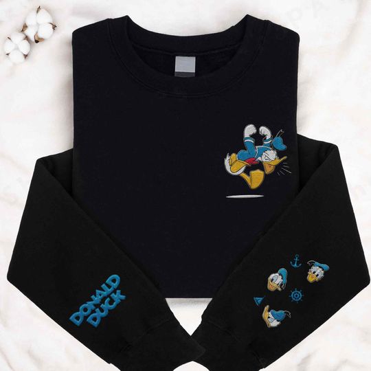 Embroidered Funny Donald Duck Sweatshirt, Donald 90th Anniversary, Donald Emotions, Disney Embroidery Shirt, Magic Kingdom, Disneyland Trip