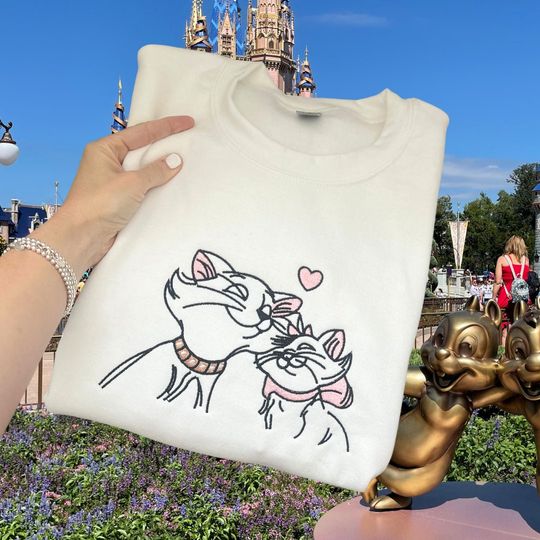 Disneyland Embroidered Sweater, Disneyland Sweatshirt, Disneyland Sweater, Marie Aristocats Shirt, Marie Aristocats Sweatshirt, Aristocats
