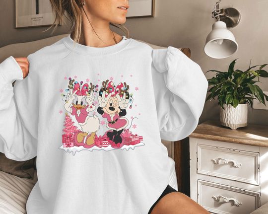 Minnie and Daisy Disney Christmas Sweatshirt, Minnie Mouse Christmas Sweatshirt, Daisy Duck Christmas Hoodie, Disney Girls Christmas Sweater