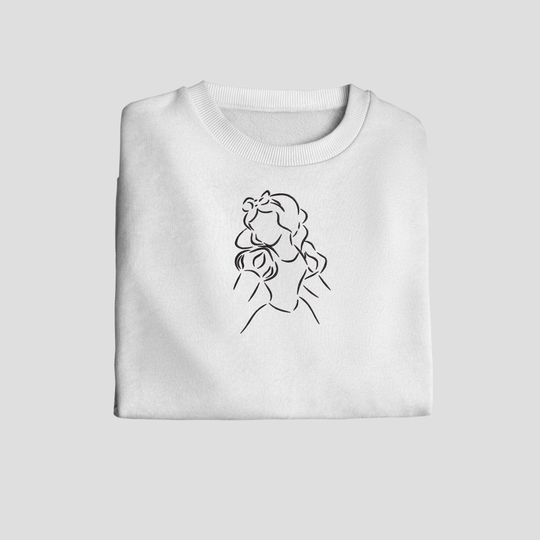 Snow White outline Embroidered Sweatshirt | Embroidered Crewneck | Sweatshirt | Gift for Women | Embroidered Hoodie