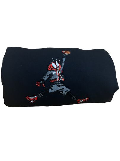 Miles Morales spider man jump-man embroidered Hoodie