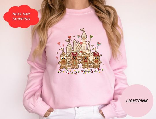 Mickey and Friends Christmas Sweatshirt, Mickey Gingerbread Sweatshirt, Minnie Gingerbread Shirt, Kingdom Castle Xmas Shirt