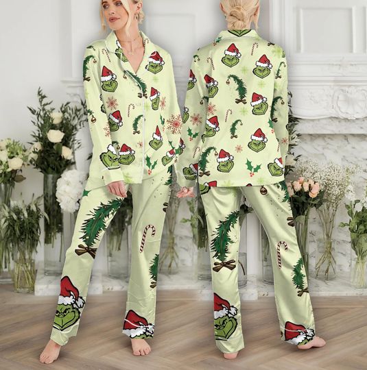 funny character Christmas Pajamas Set Family, Merry Grin Pajamas Set, Cute Grin Shirt, Vintage Christmas Party Gift