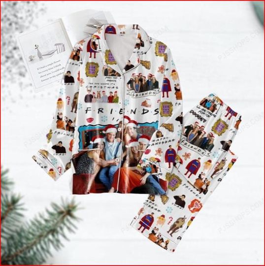 Friends Tv Series Christmas Pajamas Set, Friends Holiday Pajamas, Smelly Cat Funny Pajamas, Chandler Pajamas, Christmas Gift