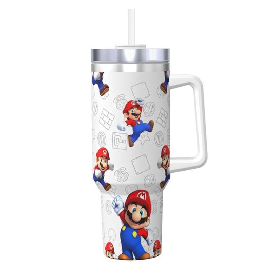Super Mario Tumblers 40 oz With Handle | Christmas Gift