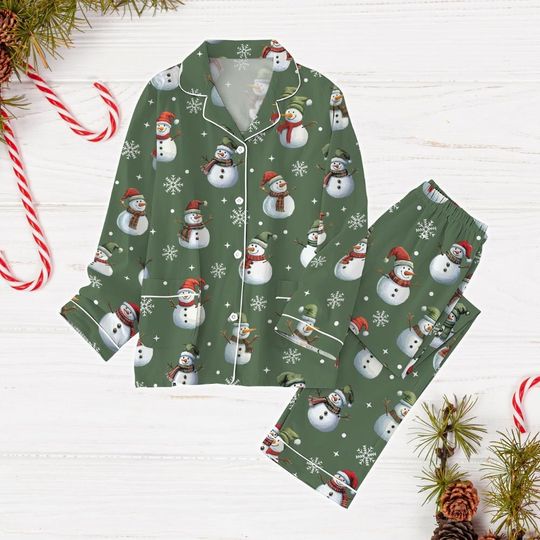 Christmas Snowman Pajamas Set, Christmas Family Matching Pajamas,Winter Xmas Season Gift, Christmas Squad Long Sleeve Pajamas