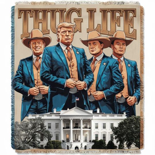Donald Trump Thug Life Woven Blanket, MAGA Trump Blanket, 2024 Trump, Funny Trump 2024 election Blanket, Republican Gifts, Trump lover