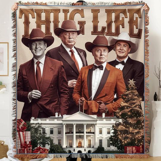Donald Trump Thug Life Woven Blanket, MAGA Trump Blanket, 2024 Trump, Funny Trump 2024 election Blanket, Republican Gifts, Trump lover