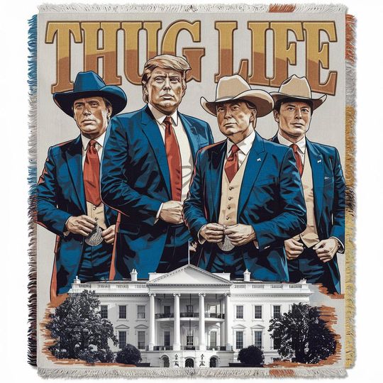 Donald Trump Thug Life Woven Blanket, MAGA Trump Blanket, 2024 Trump, Funny Trump 2024 election Blanket, Republican Gifts, Trump lover