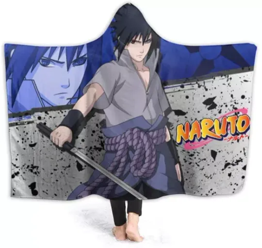 Uchiha Sasuke Hooded Blanket, Sasuke Hooded Blanket, gift for fans