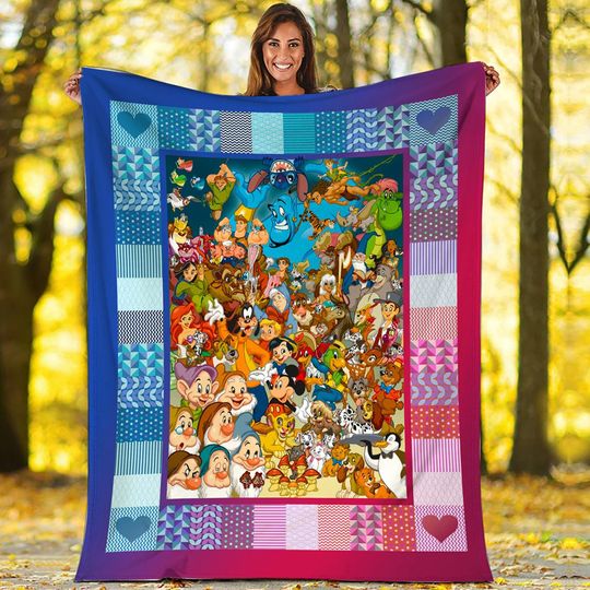 Disneyland Characters Throw Blanket, Mickey And Friends Blanket, Disneyland Magic Kingdom Throw Blanket for Couch Sofa, Birthday Gift
