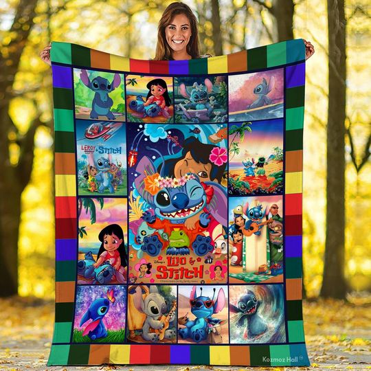 Disneyland Lilo Stitch Throw Blanket, Disneyland Stitch Blanket, Stitch Birthday Gifts, Stitch Ohana Means Family Blanket, Magic Kingdom