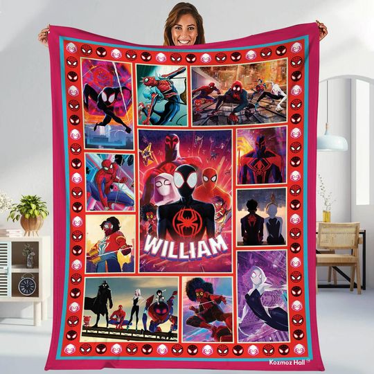 Spider-Man Across the Spider-Verse Blanket, Miles Morales Spider Punk Spider 2099 Blanket, Spidey Superhero Blanket, Birthday Boy Girl Gift