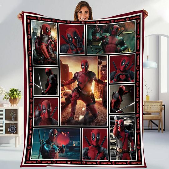 Deadpool Wolverine Blanket, Deadpool Wade Wilson Blanket, Deadpool Superhero Blanket, Deadpool Xmen Throw Blanket, Birthday Gifts