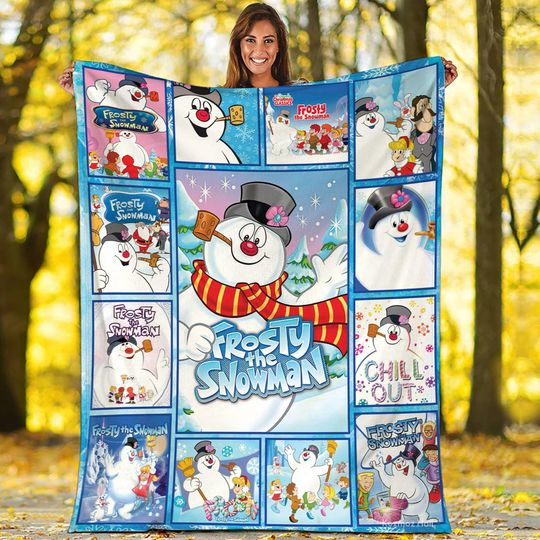 Frosty The Snowman Christmas Blanket, Frosty And Friends Christmas Blanket, Christmas Frosty The Snowman Throw Blankets Bed Couch Sofa