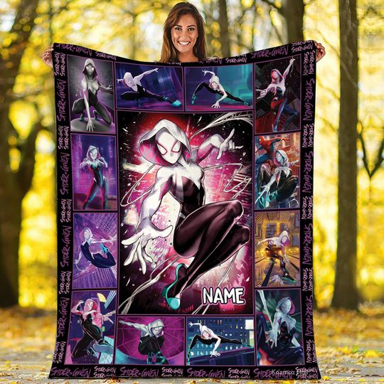 Personalized Spider Gwen Stacy Blanket, Ghost Spider Throw Blanket, Spider Woman Birthday Gifts, Avengers Superhero Blanket, Birthday Girl