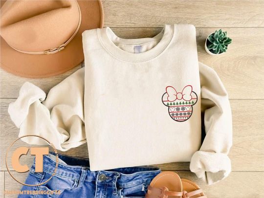 Discover Embroidery Minnie Christmas Sweatshirt, Disney Christmas Sweatshirt, Embroidered Mickey Minnie Sweater, Couples Christmas Shirt, Xmas Gift