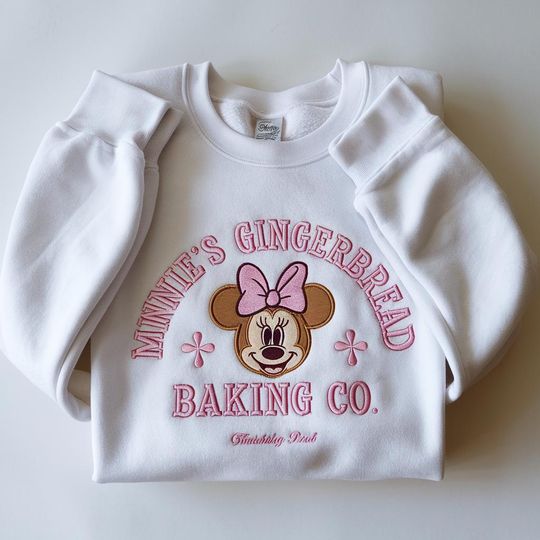 Embroidered Sweatshirt|Minnies Gingerbread Baking|Main Street Bakery Embroidered Sweatshirt |  Christmas sweatshirt| Embroidered Sweater
