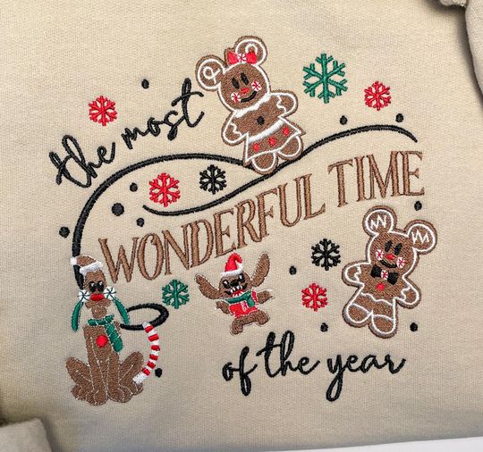 Disneyland Christmas Embroidered Sweatshirt, Disney Holiday, Most Wonderful Time of the Year Sweatshirt, Christmas Disney Sweatshirt