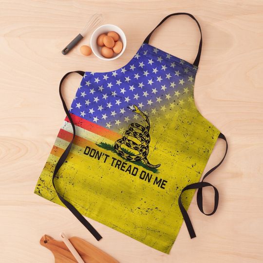 USA Gadsden flag grunge eroded Dont Tread on Me Snake and American Flag HD High Quality Apron
