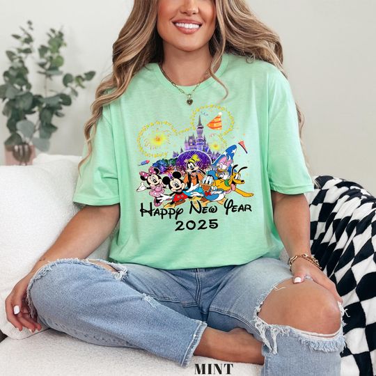Disney Happy New Year Shirt, Comfort Colors Disney Shirt, Disney Friends Happy New Year 2025 Shirt, Disney New Year's Shirt