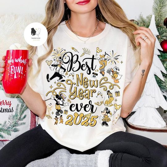 Personalized Mickey and Friends Happy New Year 2025 shirt, WDW Disneyland New Year Crew Fireworks Tee, Disney Family Trip 2025 shirts