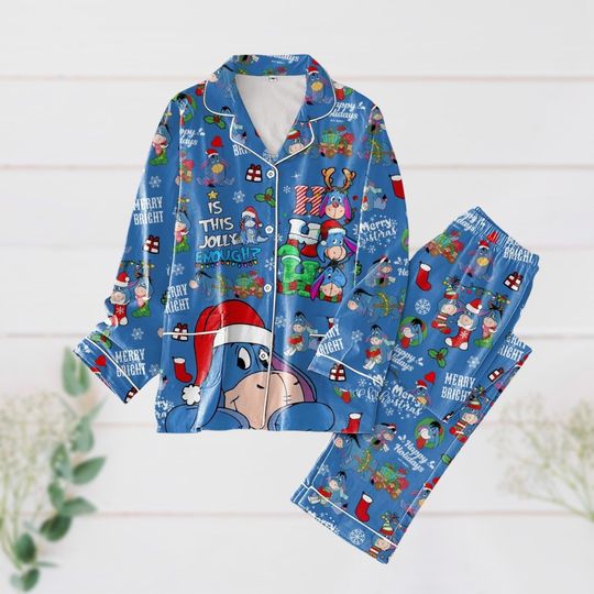 Christmas Eeyore Pajamas Set, Winnie The Pooh Shirt, Disneyland Trip Womens Pajamas, Magic Kingdom Holiday Pajamas, Disney Fan Gift