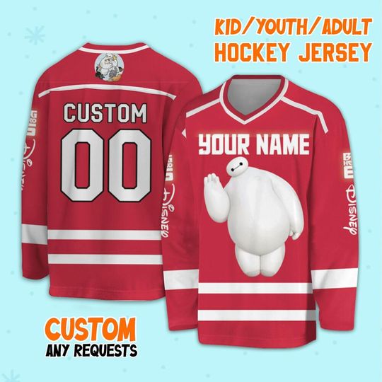 Personalized Disney Big Hero 6 BayMax Hockey, Disney Sport Team Hockey, Big Hero Hockey Gift, Christmas Disney Gift For Fan