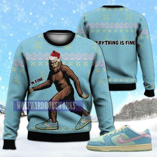 Xmas Im Fine 3D Ugly Sweater, Dunk Verdy Visty Christmas Sweater To Match Sneaker, Warm Christmas Gift